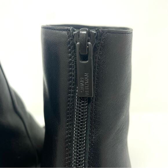 Stuart Weitzman Black Leather Pointed Toe Chunky Heel Booties Women's 9 $595 - Picture 7 of 10